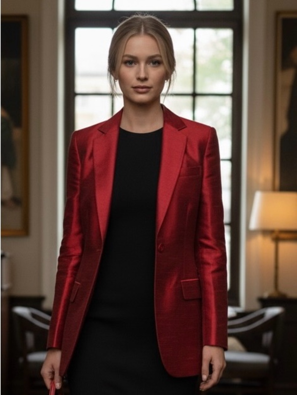 Vintage Oscar by Oscar de la Renta Tailored Red Shantung Silk Blazer | SIZE 6
